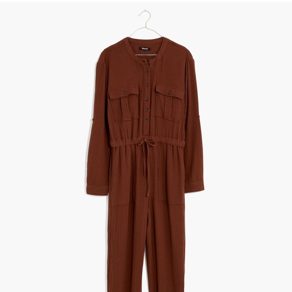 Madewell Chestnut Button-Front Jumpsuit - Picture 1 of 10